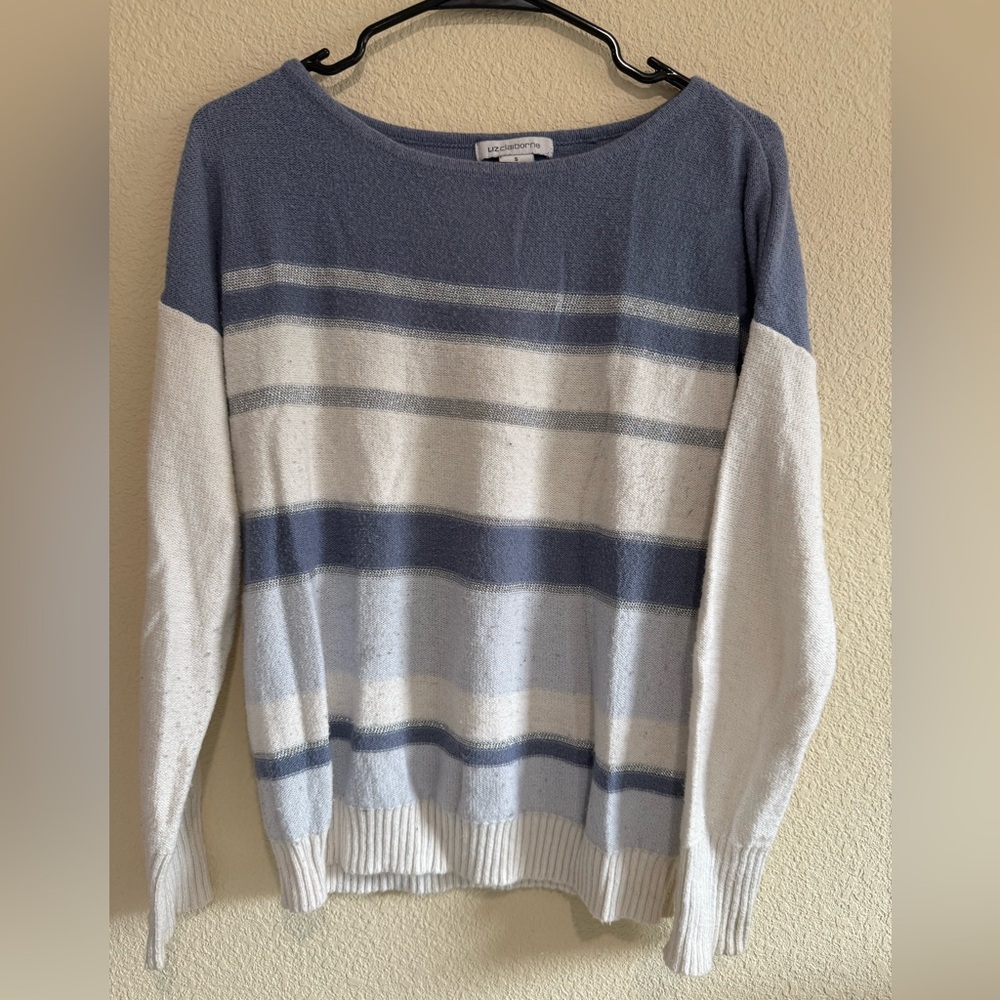 Liz Claiborne Blue and White Striped Sweater